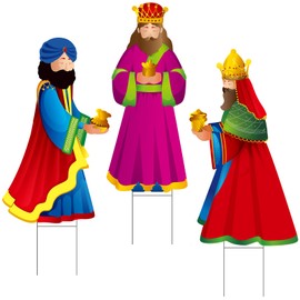 Wenqik 3 Pcs Christmas Three Wise Men Outdoor Yard Signs with Stakes Religious Nativity Scene Signs Three Kings Outdoor Lawn Decoration Set for Christmas Outdoor Yard Lawn Garden Pathway Decorations