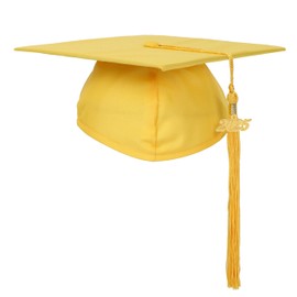 FtyFty Unisex Adult Matte Graduation Cap with Tassel Year Charm (Gold)