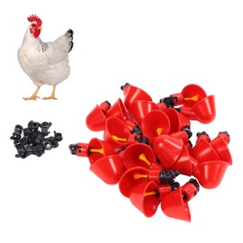 HEEPDD Chicken Drinking Nipples, Pack of 20 Chicken Watering Cups, Automatic, Safe, Toxin-Free Poultry Drinking Bowl for Chicken Birds (Red)