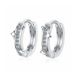 EPIRORA Silver Hoop Earrings for Women, Dainty Small Hoop Earrings | Hypoallergenic Star Cubic Zirconia Hoops Earrings Jewellery Birthday Gifts for Her