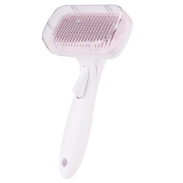Self-Cleaning Slicker Brush for Dogs, Cats Long Haired, Short Haired Dogs, Cats, Rabbits, More Pet Massaging Deshedding Tool Premium Dog Brush for Shedding Hair and Fur Comb for Grooming Pink