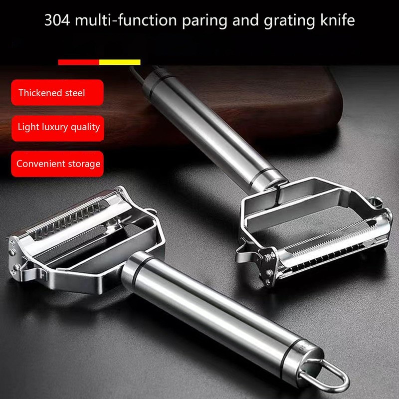 Fruit and Vegetable Peeler and Slicer, Stainless Steel one-Piece, 2-in-1