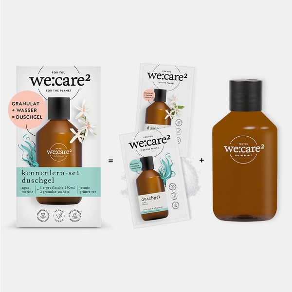 we:care² 2 x Shower Gel Powder Set with Bottle (Granules)