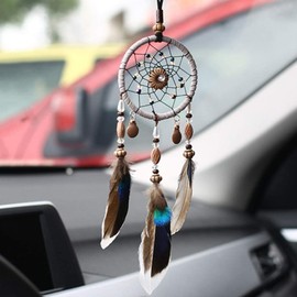 AKOAK 1 Pack Dream Catcher Rearview Mirror Car Charm Accessories, Boho Style Handmade Car Charm Pendant Decorative Pendant - Girl Woman Bedroom Living Room Home Decoration