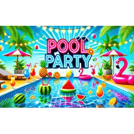 BlissYard Summer Hawaiian Backdrop Banner 71 x 43 inch Pool Party Themed Decoration Background Summer Swimming Pool Fruits Hawaiian Tropical Themed Indoor Outdoor Banner