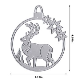 Christmas Reindeer Crystal Ball Frame Die Cuts for Card Making, Xmas Snowflake Bulb Cutting Dies Winter Holiday Elk Dies Stencils Embossing Template for Scrapbooking DIY Cards Album Crafts Supplies