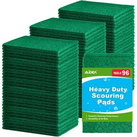 AIDEA Heavy Duty Scouring Pads, Dish Scrubber Pads for Household and Kitchen, Multipurpose Scour Pads for Cleaning, 96 Pack, 5.5in*3.5in