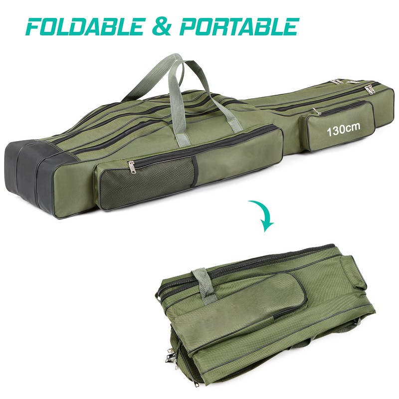 Relaxyee Fishing Rod Case with Fishing Tackle Box Portable Folding