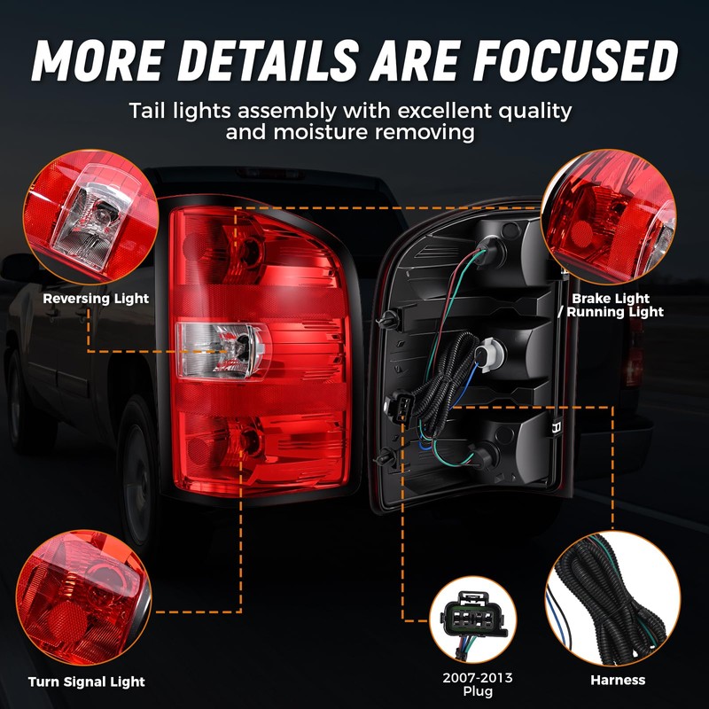 Passenger Tail Light Assembly for 2007-2013 Chevy Silverado 1500