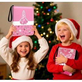 2 Pink Card Binder, 900 Pocket Trading Card Binder with Zipper, Removable Sleeves Card Album for TCG Cards, Cute Card Binder for Girls