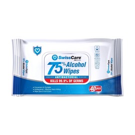 SwissCare Alcohol Wipes Antibacterial 75% 40 Wipes
