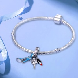 LONGLUCK 925 Silver Bead Charms for Women Charms Pendant with 5A Zirconia for Bracelet Pendant Fit European Bracelets Necklaces Jewellery Gift for Women for Family Friendship Love, Sterling Silver,