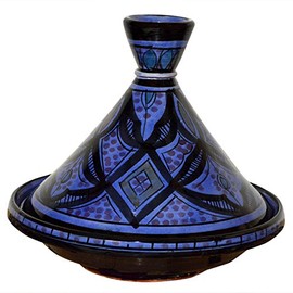 Moroccan Handmade Serving Tagine Ceramic With Vivid colors Original 8 inches Across Raibow