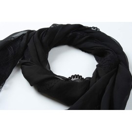 corciova Black Chiffon Extra Long Sheer Head Silk Scarf Lightweight Evening Pashmina Shawl and Wrap for Women