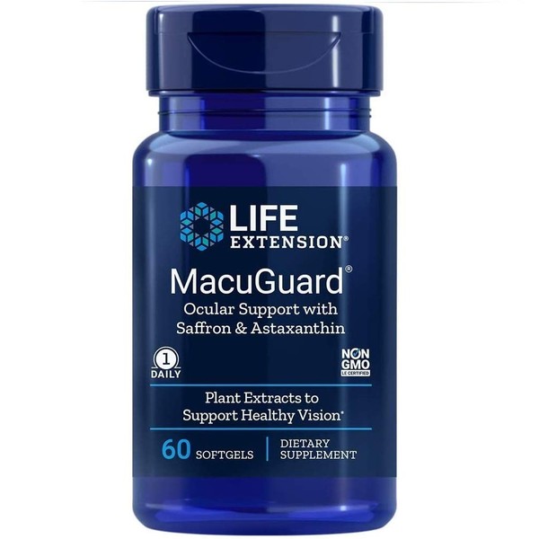 Life Extension MacuGuard Ocular Support with Saffron & Astaxanthin, 60 Softgels