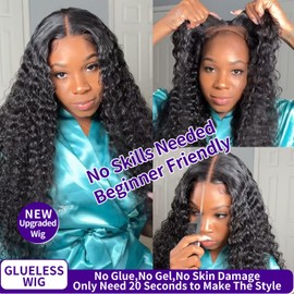 22 Inch Real Hair Wig, 4x4 HD Lace Front Wig, Human Hair, Pre-Plucked Wear and Go Glueless Human Hair Wigs for Black Women, Natural Black Colour, Wigs, Real Hair, No Glue