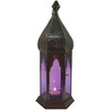 GURU SHOP Oriental Metal/Glass Lantern in Moroccan Design, Red, Colour: