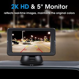 AHD 2K Back Up Camera for Cars 5“ Backup Camera for Truck Auto Night Vision DIY Guide Lines IP69 Waterproof Rear View Camera Reverse Camera for SUV/Trailers/Pickup, Plug & Play