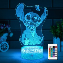vpgun 3D Illusion Stitch Night Light: Stitch Light with Remote Control and Smart Touch, Stitch Lamp Stitch Room Decor for Girls Birthday Christmas Stitch Gifts