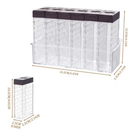 Colexy Gewürzgläser Eckig,6er Set Gewürzstreuer, Camping Gewürzbox,Transparente Gewürzdosen,Salz und Pfefferstreuer Gewürzbox, Kunststoff,mit Tablett, für Camping, Küche, Grill