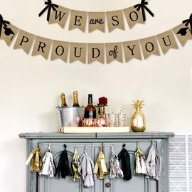 SWYOUN Burlap We are So Proud of You Banner 2022 Graduation Party Decoration Backdrop