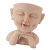 Men Face Flower Pot Hand Painting Resin Men Head Flowerpot