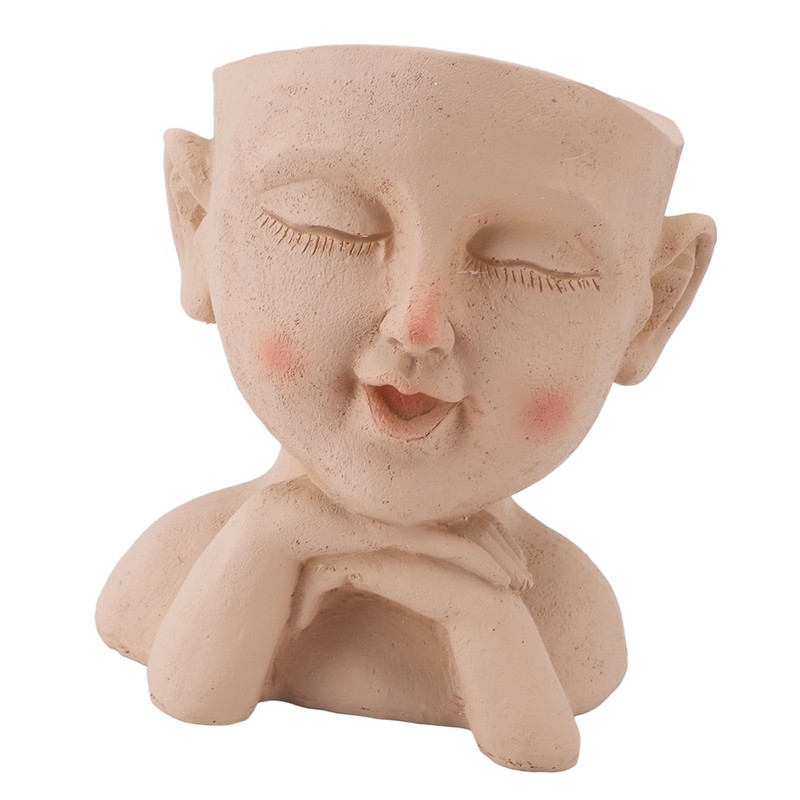 Men Face Flower Pot Hand Painting Resin Men Head Flowerpot