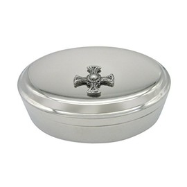 Kiola Designs Textured Ancient Celtic Cross Pendant Oval Trinket Jewelry Box