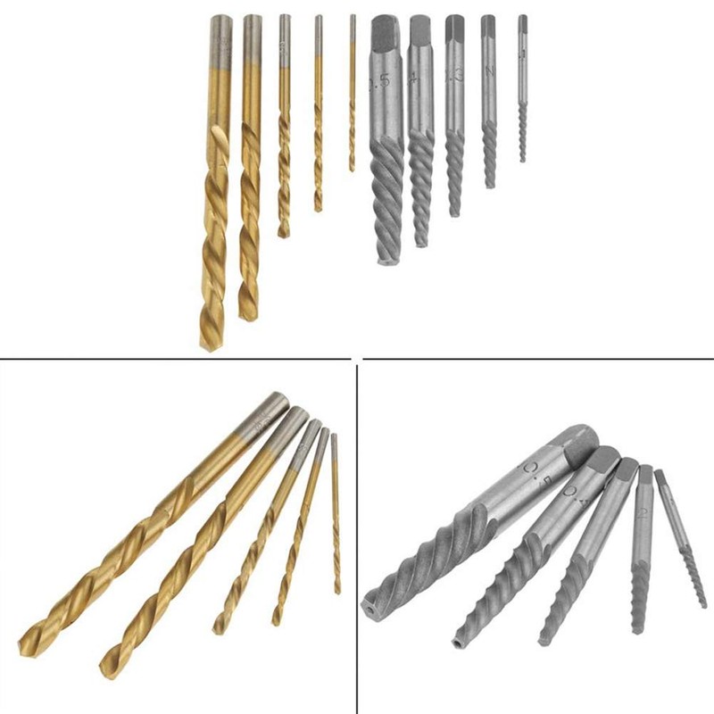 YUMILI 10 Piece Screw Extractor and Left Handed Cobalt Drill
