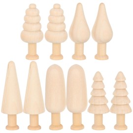 10Pcs Unfinished Wooden Trees Blank Wooden Peg Dolls DIY Natural Wood Xmas Tree Graffiti for Arts and Crafts Unfinished Mini Trees