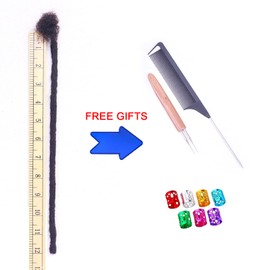ADIASAI 0.4cm and 0.6cm Width 4-16 Inch 10-100 Strands Options 100% Human Hair Dreadlock Extensions for Men Women Kids Full Handmade Human Loc Extensions with Needle and Comb(0.4cm, 12inch, 10Strands)