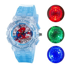 Joyday Kids Watch, Superhero Kids Analog Watch for Boys Girls, Kids Wrist Watch with 3 Colors Flashing Cool Inexpensive Gift for Toddlers, Boys, Girls Light Blue