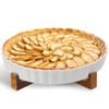 LemonRoad 9 Inch Ceramic Pie Pan with Wooden Bracket Ceramic