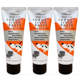 Fred & Ginger Liver Paste Tubes for Dogs and Cats 75g [Pack of 3] Grain Free, Hypoallergenic Luxury Liver Pate Ideal Training Aid, Medication Administering