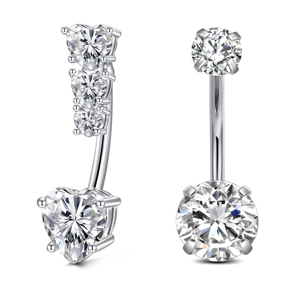 vcmart Pack of 2 Silver Belly Button Piercing 12 mm