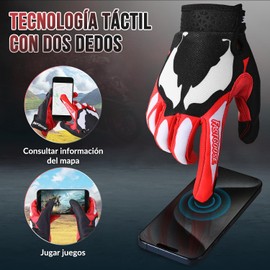 WOTOW Guantes de Ciclismo de Dedo Completo para Hombre Mujer, Guantes con Almohadilla Transpirables Antideslizantes y Pantalla Táctil, Accesorios para Bicicleta De Montaña Motociclista (Rojos, L)