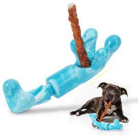 HGB Bully Stick Holder, Upgraded Nylon Dog Chew Holder for Medium, Large Breeds to Prevent Choking - 2-in-1 Chew Toy & Treat Holder，Blue