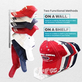 Perfect Curve Cap Rack Stand 2-Pack - White, Wall & Tabletop Hat Organizer, Easy Assembly, Scratch-Resistant, Holds 14 Caps.