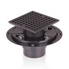 Square Shower Drain 4-1/4" with Black Matte Strainer and Hair