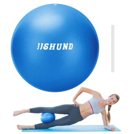 jjshund Pilates Ball, 25 cm Gymnastics Ball, Small Soft Yoga Ball with Inflatable Straw, Fitness Ball for Home, Gym, Yoga, Pilates, Fitness, Balance Training (Blue)