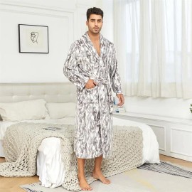 Plus Size Matching Pajamas Family Soft Pyjamas Men Sleepwear Four Seasons Flannel BathrobesColor: stripe  1, Size: L