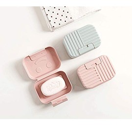 2-Pack Soap Dish Travel Soap Box Soap Container Perfect for Gift, Travel (Green & Pink)
