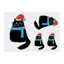 Azeeda 4 x 'Frohe Weihnachten, schwarze Katze' Temporäre Tattoos - Wasserfest, Hautfreundlich & Ungiftig · Transfers in Verschiedenen Größen (TO00077514)