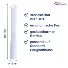Wellsamed Suction Cannulas Kids, Universal Dental Dental Cannulas, Kids Reusable Cannulas, 108 mm Plastic Pack of 10 (White)