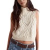 Hixiaohe Turtleneck Crochet Sweater Vest Fall Fashion Knit Sleeveless Tank Tops for Women Lightweight Casual Pullover Clothes(White,XS)