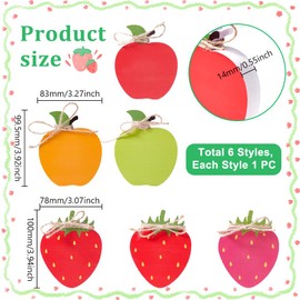 AHANDMAKER 6Pcs Wood Fruits Decor Apples & Strawberry Table Signs Farmhouse Wood Tiered Tray Decor Fruits Sign Block Decor for Home Table Centerpiece Kitchen Decoration Party Supplies
