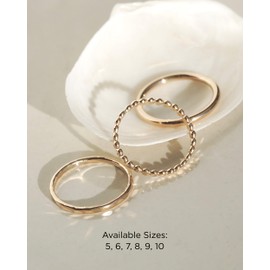 James Michelle Basic Stacking Ring Set for Women – Lifetime Color Guarantee – Waterproof, Non-Tarnish, Hypoallergenic, Gold PVD Coated – Stackable Set Perfect for Beach, Weddings, Gifts – Size 7