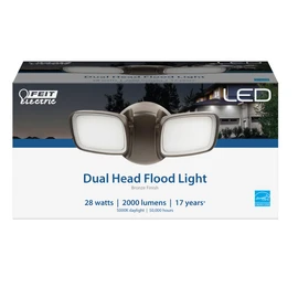 Feit Electric LED Security Outdoor Light, 28W LED Waterproof Flood Light, Adjustable Dual Head, 2000 Lumens, 5000K Daylight, 50,000 Hour Lifespan, Bronze, S9DFL/850/BZ/V1