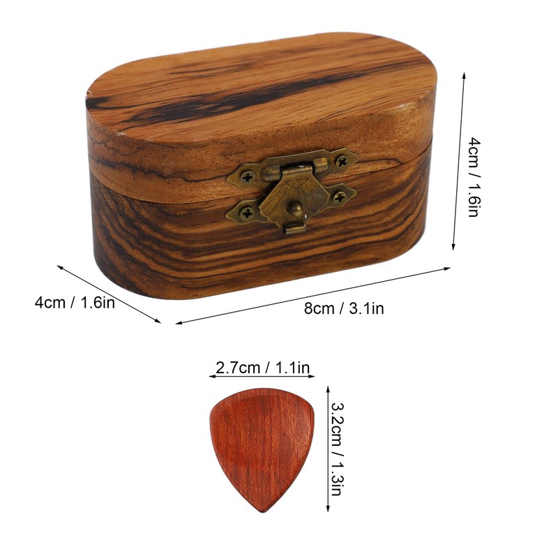 Wooden Pick Box with 5 Picks, and Lightweight, Ideal Gifts