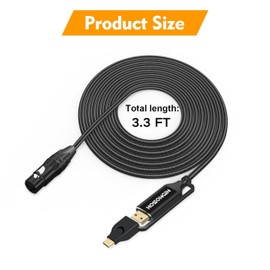 HOSONGIN USB C to XLR Cable 3.3 Feet,Type-c to XLR Female Microphone Cable Adapter for Audio Recording Karaoke Live Podcast